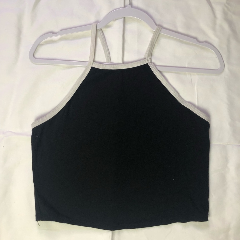 Black Cropped Halter Top